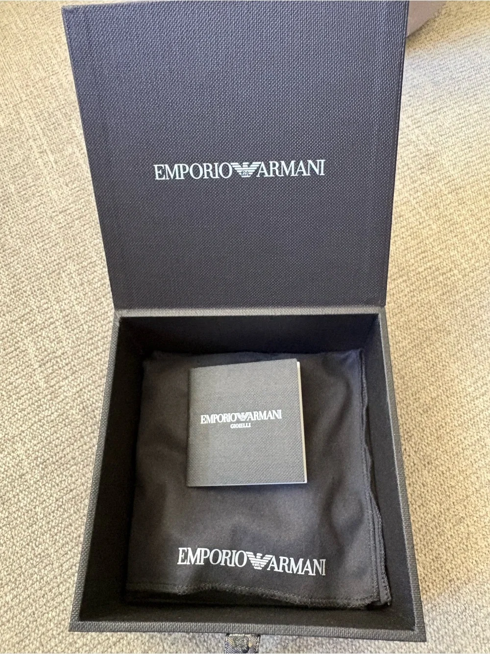 Emporio Armani White Leather Bracelet with Gold Crystal-Embellished Hardware